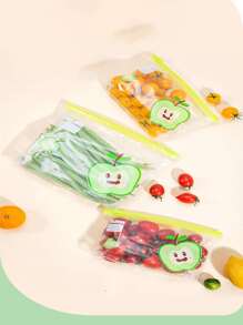 1 盒自封食品储存袋，厨房密封冰箱冷冻袋，厚自封保鲜袋，袋子图案随机 - 無色 - 查看 6