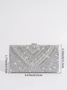 Túi đựng buổi tối lấp lánh quyến rũ, sequin, sang trọng, sáng bóng với túi buổi tối trang trí bằng kim cương bạc, túi ăn tối Ngọc trai giả, kim cương giả cho cô gái dự tiệc, phụ nữ, cô dâu Hoàn hảo cho bữa tiệc, đám cưới, vũ hội, bữa tối/tiệc, cho cocktail - Bạc - Xem 4