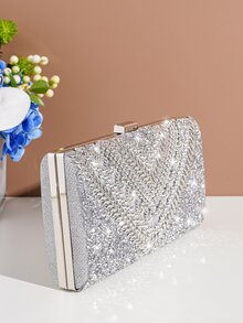 Túi đựng buổi tối lấp lánh quyến rũ, sequin, sang trọng, sáng bóng với túi buổi tối trang trí bằng kim cương bạc, túi ăn tối Ngọc trai giả, kim cương giả cho cô gái dự tiệc, phụ nữ, cô dâu Hoàn hảo cho bữa tiệc, đám cưới, vũ hội, bữa tối/tiệc, cho cocktail - Bạc - Xem 6