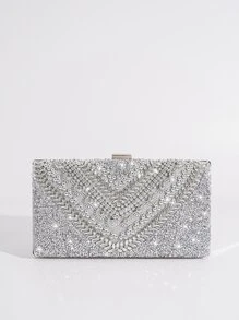 Túi đựng buổi tối lấp lánh quyến rũ, sequin, sang trọng, sáng bóng với túi buổi tối trang trí bằng kim cương bạc, túi ăn tối Ngọc trai giả, kim cương giả cho cô gái dự tiệc, phụ nữ, cô dâu Hoàn hảo cho bữa tiệc, đám cưới, vũ hội, bữa tối/tiệc, cho cocktail - Bạc - Xem 3