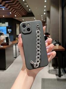 Simple Bracelet Style - Antique Platinum Color Hand Strap Compatible With Iphone 15 Pro Max Full Coverage Phone Case,International Version, Not The Domestic Version - Black - View 3