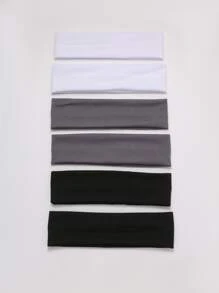 6入組純顏色針織髮帶彈性彈性素色頭帶運動髮帶適合女士女孩合適適用於瑜伽普拉提跑步騎行