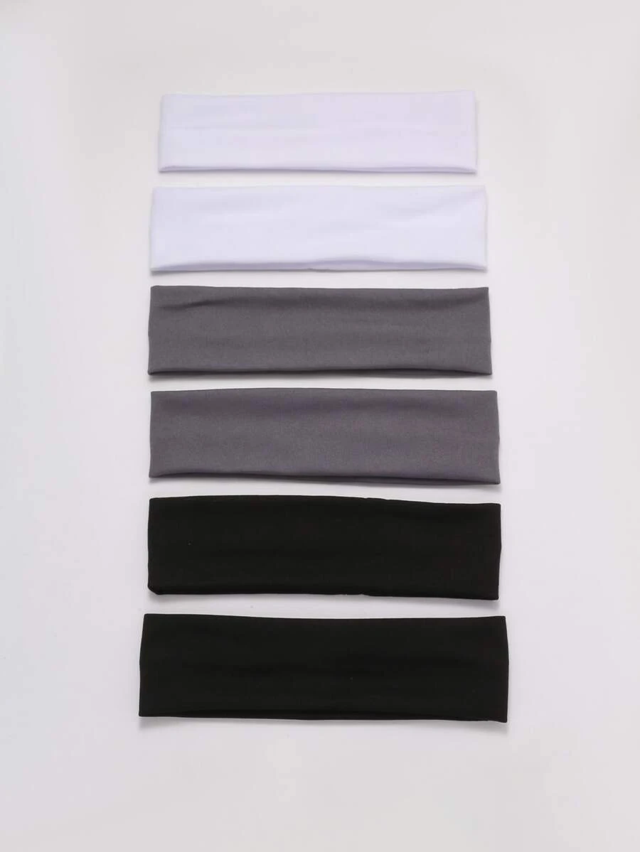 6入組純顏色針織髮帶彈性彈性素色頭帶運動髮帶適合女士女孩合適適用於瑜伽普拉提跑步騎行
