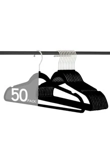 50 件套优质防滑天鹅绒衣钩万圣节装饰品万圣节服装秋季装饰节日装饰 - 黑色 - 查看 1