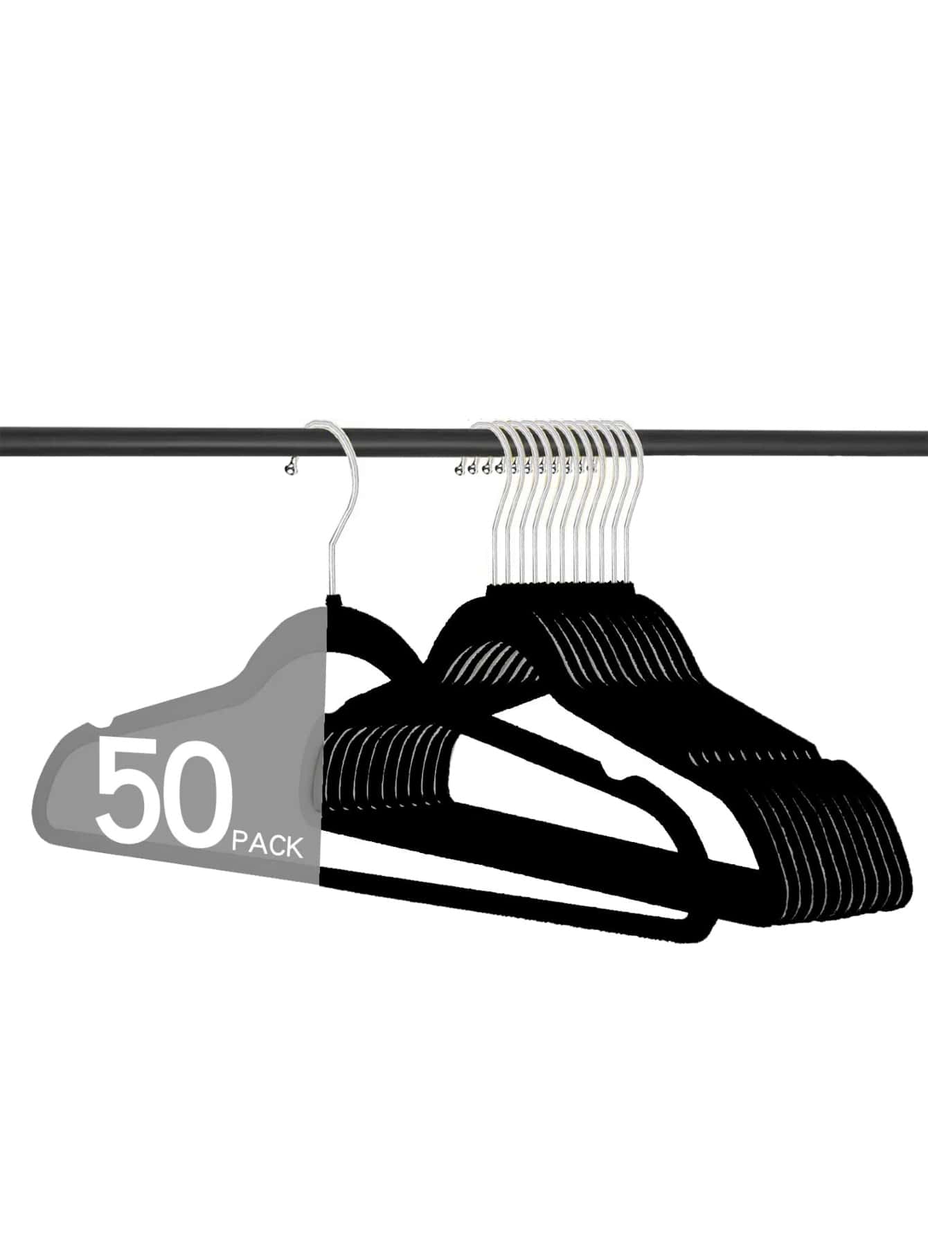 50 件套优质防滑天鹅绒衣钩万圣节装饰品万圣节服装秋季装饰节日装饰 - 黑色 - 查看 1