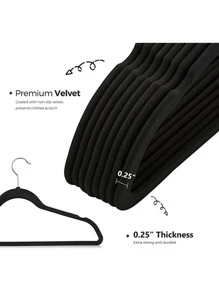 50 件套优质防滑天鹅绒衣钩万圣节装饰品万圣节服装秋季装饰节日装饰 - 黑色 - 查看 3