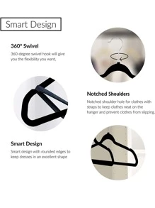 50 件套优质防滑天鹅绒衣钩万圣节装饰品万圣节服装秋季装饰节日装饰 - 黑色 - 查看 4