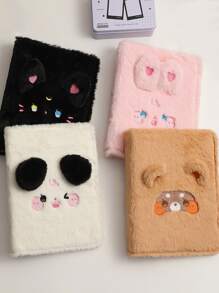 1pc Plush Dog Cover A5 Loose-leaf Binder Memo Book 4x6 Photo Album - Black - View 1