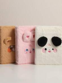 1pc Plush Dog Cover A5 Loose-leaf Binder Memo Book 4x6 Photo Album - Black - View 2