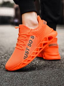 男士字母圖案前繫帶運動鞋,運動戶外跑步鞋 - 橘色 - 查看 3