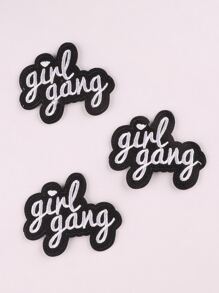 3 件字母刺绣熨烫补丁 - 黑與白 - 查看 1