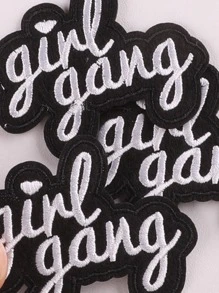 3 件字母刺绣熨烫补丁 - 黑與白 - 查看 2