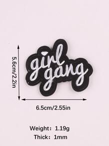 3 件字母刺绣熨烫补丁 - 黑與白 - 查看 5