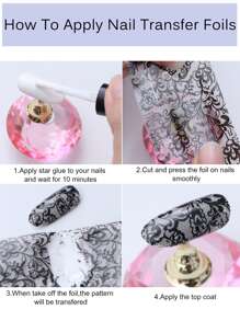 2入組100cm雷射斑馬紋指甲貼紙，全息網狀美甲貼紙DIY指甲裝飾, 美甲寶石美甲用品