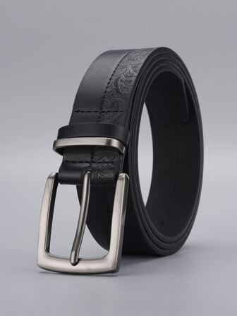 1pc Men's Black Square Metal Buckle Pu Leather Belt For Pants Decoration, Suitable For Everyday Wear Summer, School Casual, Business, Boyfriend Husband Father Dad Men Gift, Daily Wear, Fashion, Teen, Outdoor, Vacation, Athletic, Travel, Street, Boho, Vintage Fall, Autumn, Halloween Autumn-Winter Accessories,Suitable For Teens, Youth,Men,Casual, Outdoor, Athletic, Vacation, Graduation Gifts, Birthday, Daily Wear