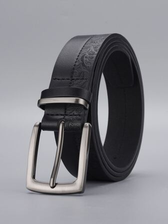 1pc Men's Black Square Metal Buckle Pu Leather Belt For Pants Decoration, Suitable For Everyday Wear Summer, School Casual, Business, Boyfriend Husband Father Dad Men Gift, Daily Wear, Fashion, Teen, Outdoor, Vacation, Athletic, Travel, Street, Boho, Vintage Fall, Autumn, Halloween Autumn-Winter Accessories,Suitable For Teens, Youth,Men,Casual, Outdoor, Athletic, Vacation, Graduation Gifts, Birthday, Daily Wear