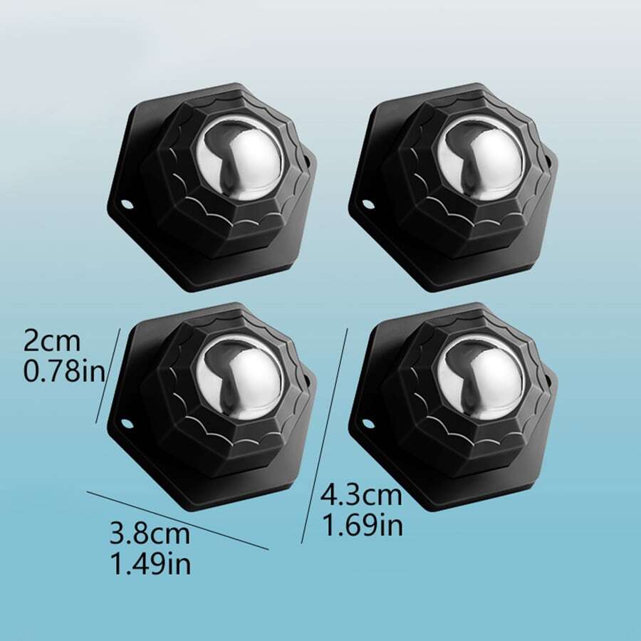 4pcs/set Swivel Caster Wheels With Base Plate, Silent & Adhesive Small