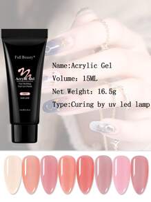 FULL BEAUTY 15毫升指甲延長丙烯酸凝膠紫外線快速快速構建手指指甲延長增強修復美甲工具 - 杏色 - 查看 3