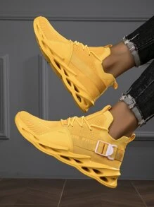 男士重底休閒運動鞋輕巧、舒適、時尚、簡單且透氣,情侶鞋款 - 黃色 - 查看 2