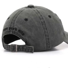 1 Mũ bóng chày kiểu Mỹ cổ điển màu trơn có thêu 'newyork', hoàn hảo để mặc hàng ngày - Xám - Xem 3