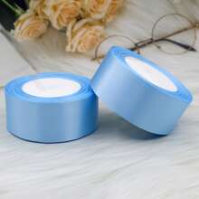 1 Rollo Cinta Sólida De Grosgrain De 22m, Cinta Decorativa De Satén, Cinta De Envoltura Floral, Cinta De Embalaje De Caja De Regalo De 4cm De Ancho - Celeste - Ver 2