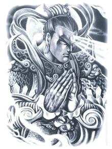 1入組字元圖案臨時紋身貼 - 黑色 - 查看 2