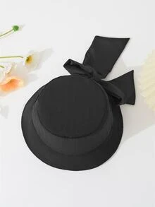 1 chiếc mũ xô nơ ruy băng dễ thương đa năng thời trang dành cho trang phục thường ngày - màu đen - Xem 3