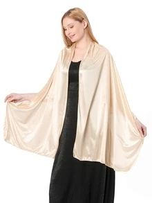 素色優雅披肩 - 香檳色 - 查看 1