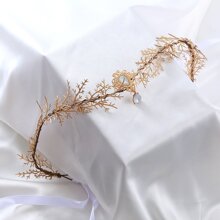 Rhinestone Water Drop Decor Costume Headwear - Gold - View 1