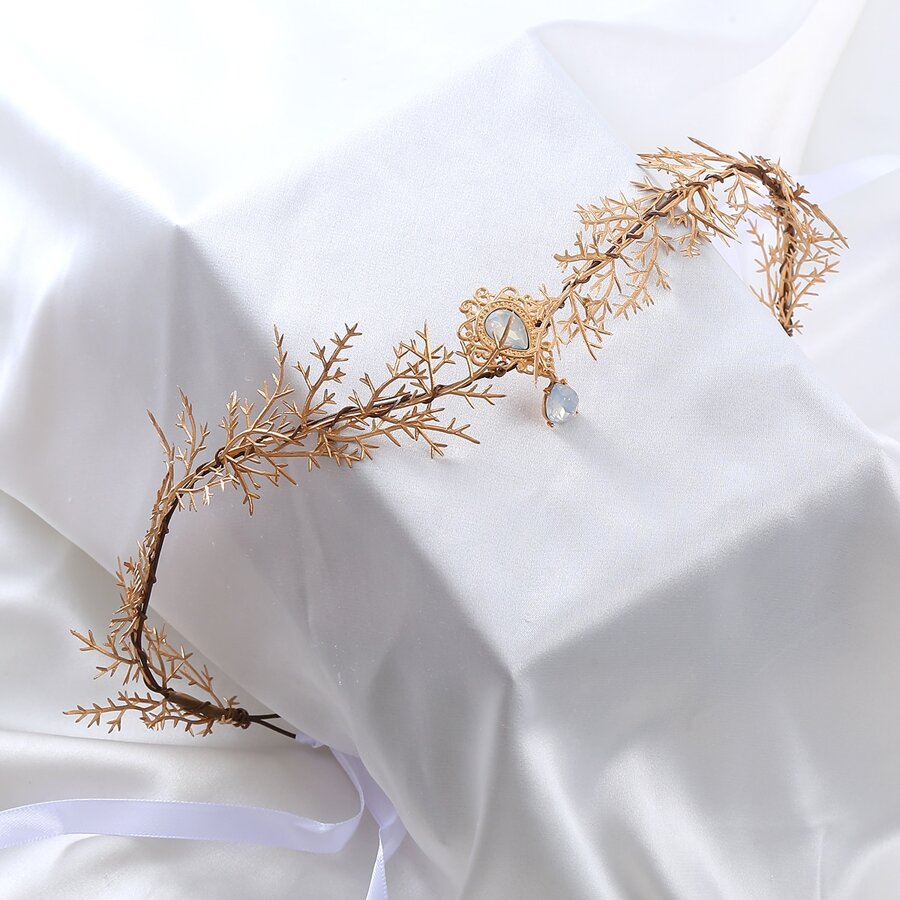 Rhinestone Water Drop Decor Costume Headwear - Gold - View 1