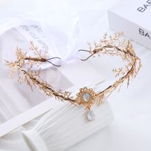 Rhinestone Water Drop Decor Costume Headwear - Gold - View 3