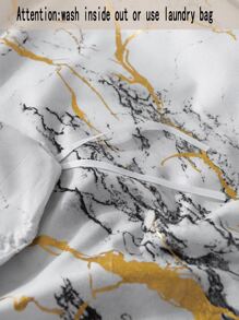 3pcs Fashionable Marble Pattern Gold Stamping Craft Polyester Fiber Duvet Cover Set For Home Bedroom - Multicolor - View 7