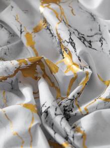 3pcs Fashionable Marble Pattern Gold Stamping Craft Polyester Fiber Duvet Cover Set For Home Bedroom - Multicolor - View 4
