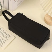 1入組大容量牛津布筆袋,簡約風格文具小袋 - 黑色 - 查看 1