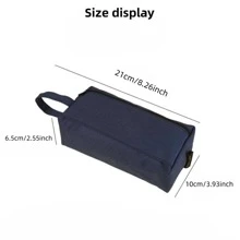 1入組大容量牛津布筆袋,簡約風格文具小袋 - 黑色 - 查看 3