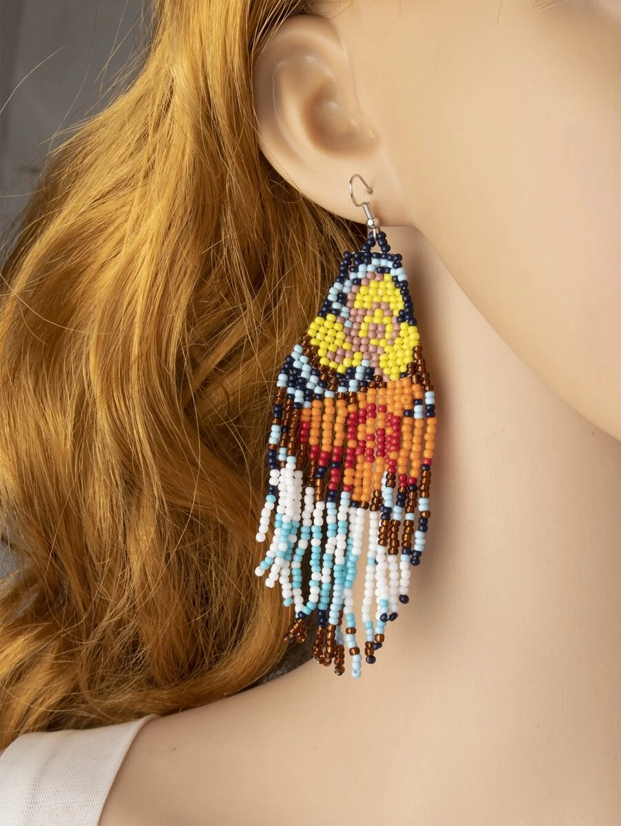 1 Đôi Phong Cách Bohemian Bện Hoa Vintage Hoa Tòn Ten Có Tua Rua, Thích Hợp Cho Kỳ Nghỉ Bãi Biển Mùa Hè, Lễ Hội Âm Nhạc, Quà Tặng - Nhiều màu - Xem 1