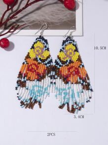 1 Đôi Phong Cách Bohemian Bện Hoa Vintage Hoa Tòn Ten Có Tua Rua, Thích Hợp Cho Kỳ Nghỉ Bãi Biển Mùa Hè, Lễ Hội Âm Nhạc, Quà Tặng - Nhiều màu - Xem 3