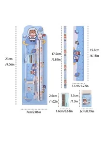 5 cái Bút chì Bộ Quà Văn Phòng Phẩm Bao gồm 2 Bút chì , 1 Cục tẩy , 1 Cái gọt bút chì , 1 Cái thước - Màu Khaki - Xem 2
