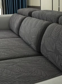 1入葉子圖案沙發套,彈性沙發套,全包圍沙發套,防塵家具保護套 - 深灰色 - 查看 2
