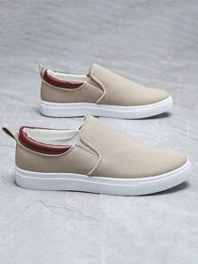 男士一腳蹬帆布鞋,運動戶外運動鞋 - 米色 - 查看 2