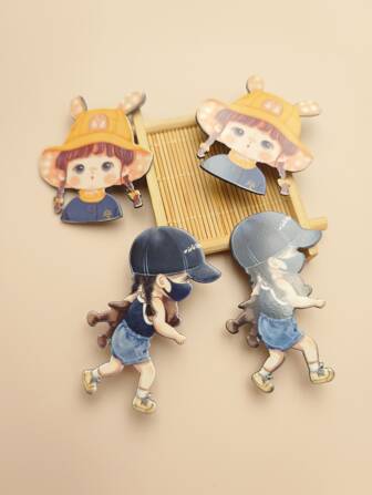 4入組女孩人物裝飾髮夾適用於頭髮裝飾用品