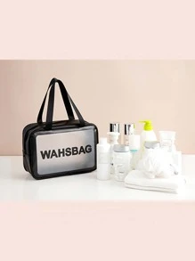 1 pezzo Borsa per cosmetici semplice e impermeabile, trasparente, portatile, per il viaggio, con scomparti per lo stoccaggio di cosmetici, adatta per vacanze al mare, bagno e camera da letto, con grande capacità