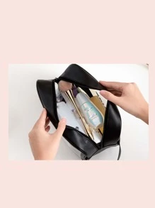 1 pezzo Borsa per cosmetici semplice e impermeabile, trasparente, portatile, per il viaggio, con scomparti per lo stoccaggio di cosmetici, adatta per vacanze al mare, bagno e camera da letto, con grande capacità