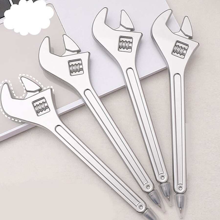 2 piezas gracioso llave inglesa imán Bolígrafo , 0,5 mm negro Aguja Pluma - Plateado - Ver 1