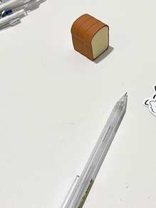 4 件装可爱切片吐司面包形状橡皮擦，适合学生使用，修正和美术用品 - 棕色 - 查看 5