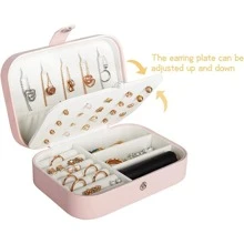 Du lịch Hộp đồ trang sức , chất liệu da PU Nhỏ bé Tổ chức đồ trang sức Đối với phụ nữ Cô gái , Hai lớp Mini di động Du lịch Loại vỏ Trưng bày Lưu trữ Giá đỡ Hộp Đối với Bông tai stud , Nhẫn , Dây chuyền , Vòng tay 1 Miếng - Hồng - Xem 4