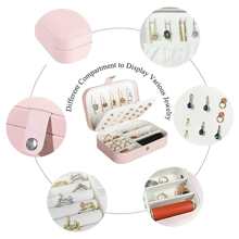 Du lịch Hộp đồ trang sức , chất liệu da PU Nhỏ bé Tổ chức đồ trang sức Đối với phụ nữ Cô gái , Hai lớp Mini di động Du lịch Loại vỏ Trưng bày Lưu trữ Giá đỡ Hộp Đối với Bông tai stud , Nhẫn , Dây chuyền , Vòng tay 1 Miếng - Hồng - Xem 3