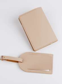 Fashionable Passport Holder Luggage Tag Travel Set For Honeymoon Travel Accessories Card Holder Suitcase Tag Name Tag Card Sleeve Hanging Tag Pendant For Holiday Vacation Travel Essentials Travel Organizer For Beach Summer Vacation Back To School Bag For School School Accessories School Stuff - Khaki - View 5