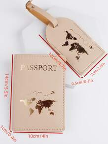 Fashionable Passport Holder Luggage Tag Travel Set For Honeymoon Travel Accessories Card Holder Suitcase Tag Name Tag Card Sleeve Hanging Tag Pendant For Holiday Vacation Travel Essentials Travel Organizer For Beach Summer Vacation Back To School Bag For School School Accessories School Stuff - Khaki - View 7