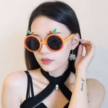 Cartoon Fruit Design Sunglasses - Orange - View 3